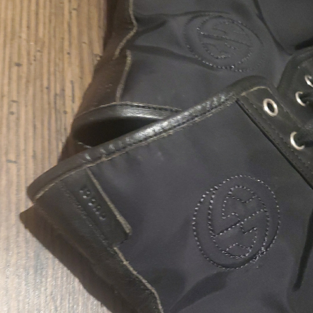 Gucci Black Nylon Leathermens High To Sneakers Boots Mens 10D
